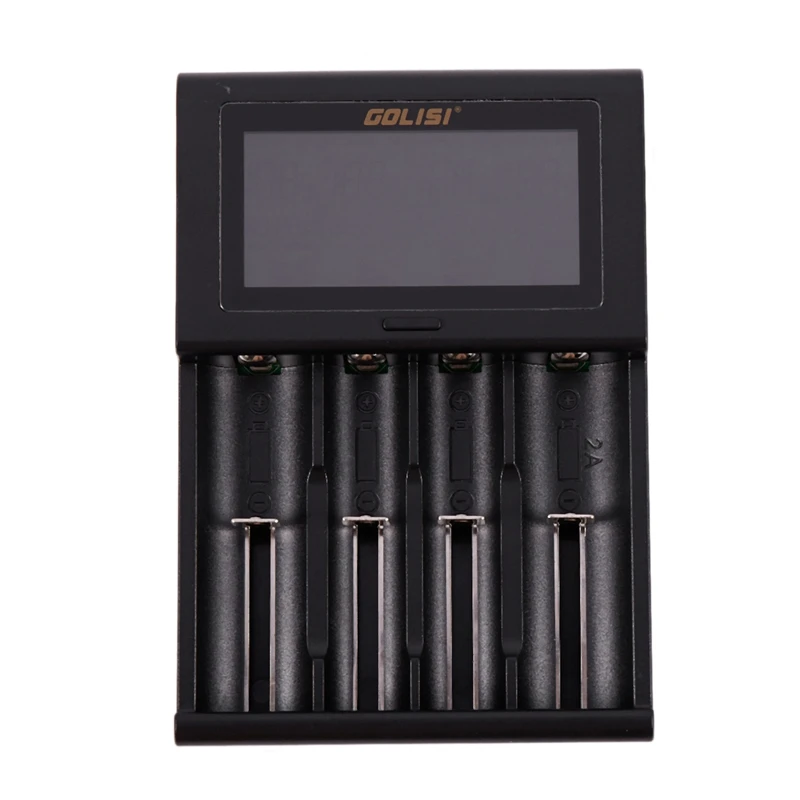 Golisi-cargador de batería inteligente I4 2.0A, dispositivo de carga rápida con pantalla Lcd, para batería recargable de iones de litio 18650 26650 Aa Aaa
