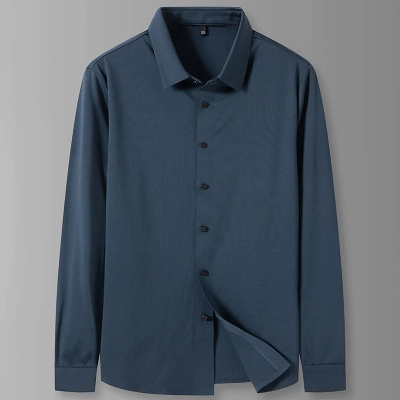 

Spring 2021 new men's fat plus size business casual Long Sleeve Shirt