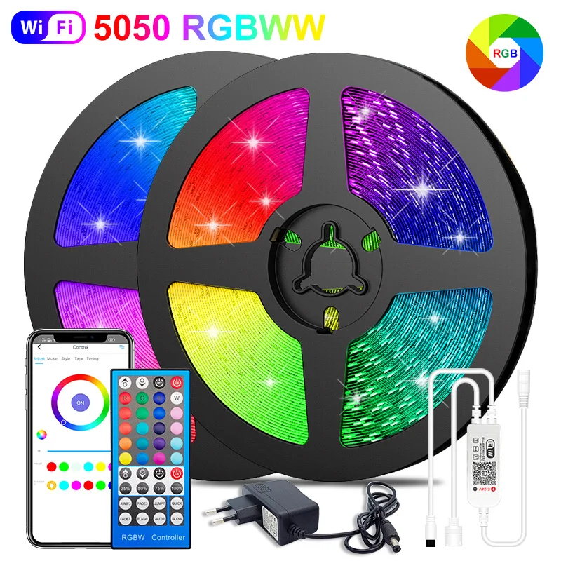 

5050 2835 RGBWW Led Strip Wifi Bluetooth Backlight Tape Leds Light Strips Home Ribbon Garland Lamp Bande for room RGB+Warm White