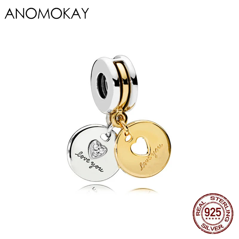Anomookay, Стерлинговое Серебро 925 пробы, смешанный стиль, золотой цвет, подвески, подвеска из бисера, подходит для браслета Пандора, лучший сделай сам, ювелирное изделие, подарок