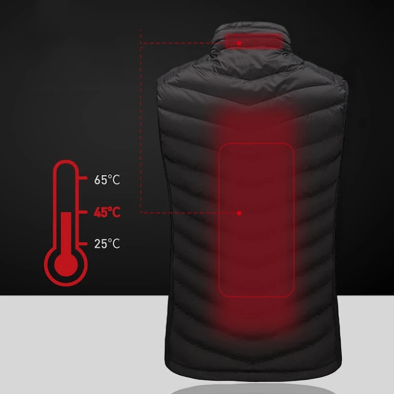 

Men Fall Winter Constant Temperature Warm Vest USB Smart Electric Heating Cotton Outdoor Flexible Thermal Jacket Casual Wear Acc