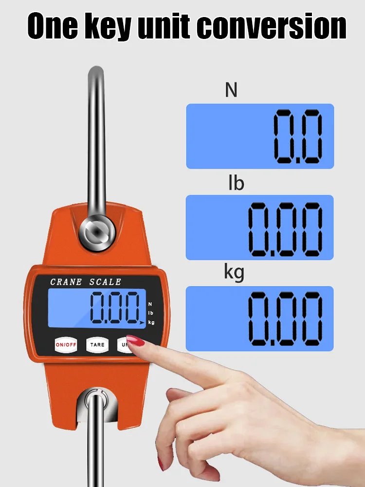 

300kg Crane Scale Handheld Digital Battery Charging LCD Digital Balance Hanging Electronic Scales for Farm Market