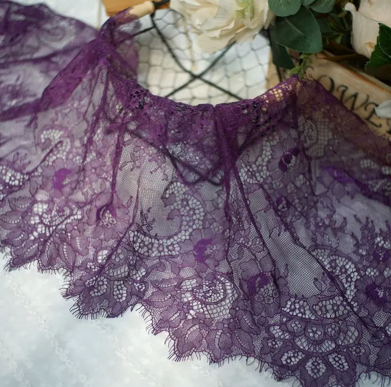 

Wide 35CM length 3 meters Exquisite eyelash lace DIY clothing accessories hollow veil wedding dress fabric