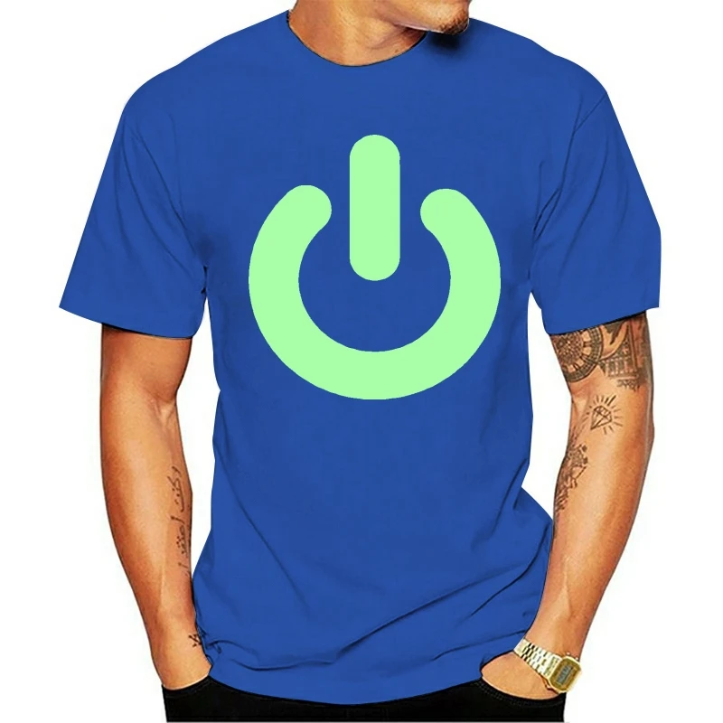 

Power On Button Geek Glow No Escuro Homens Adultos T Camisa 2021 New Year t-shirt