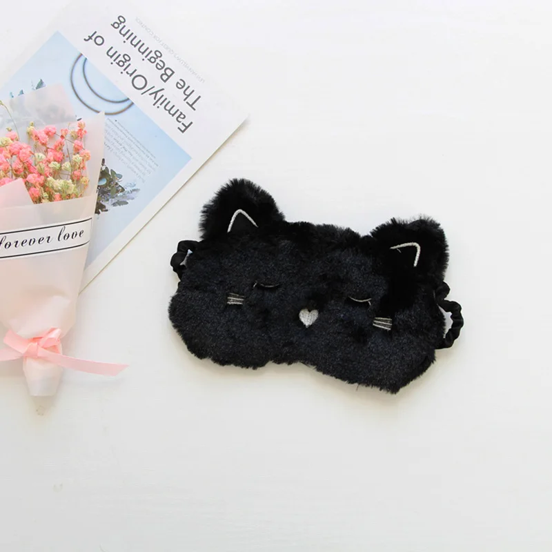Black cat Рождественский олень, тени для век, милый плюшевый чехол для глаз, детская маска для сна, повязка для глаз, повязка для сна, маска для глаз, подарок - Цвет: Black cat
