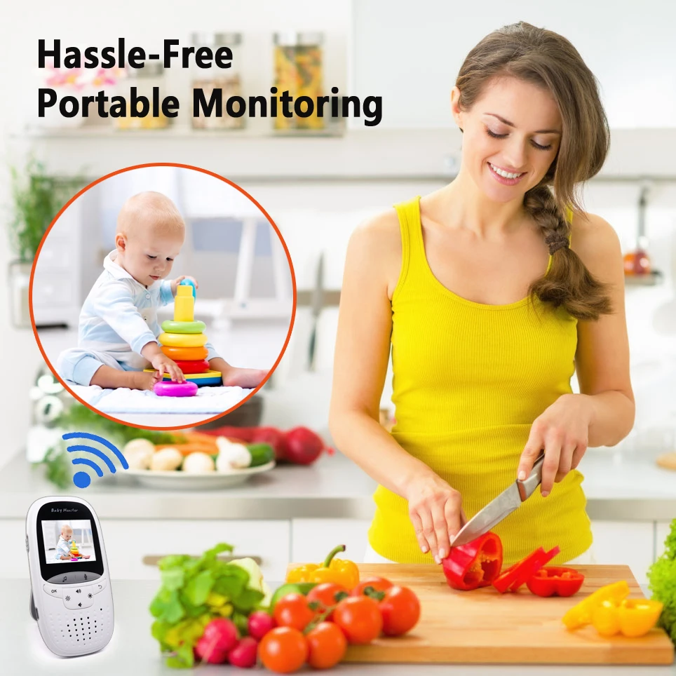 

JUNNIAO Wireless 2.0 inch Video Color Baby Monitor Security Camera Baby Nanny Intercom Night Vision Temperature Monitoring