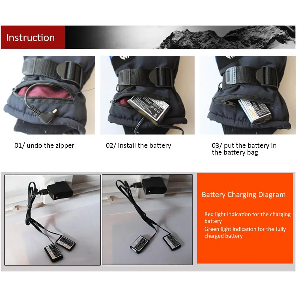 Мотоциклетные Перчатки с электрическим подогревом температурная регулировка 5