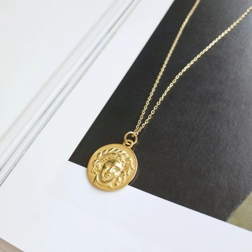 gold 18K Золото Серебро ювелирные украшения Изысканная мода Личность эллиптический ожерелье с подвеской в виде головы 925 ключица колье Цепочки и ожерелья - Цвет камня: gold