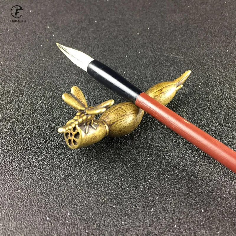 Ручная работа винтажная латунная медная статуя в форме стрекозы с корнем лотоса