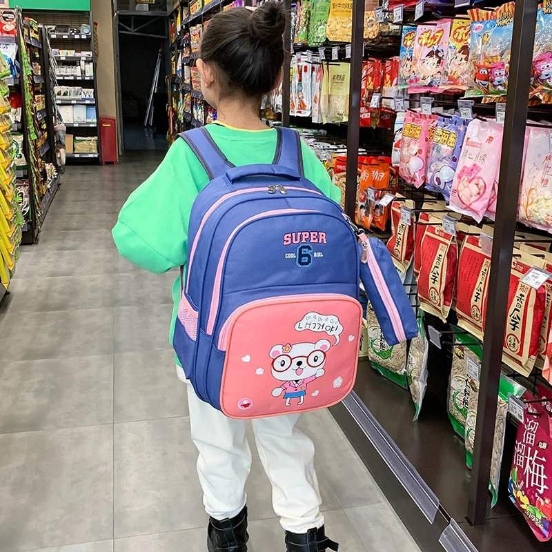 

Little Bear Print Child Lovely Backpack Pencil Case Waterproof Bag Panelled Colors Backpack for Boy and Girl Cute Kids Backpack