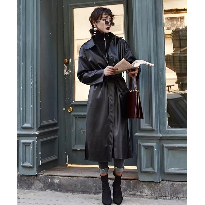 BGTEEVER Высокая уличная Женская куртка из искусственной кожи с отложным воротником