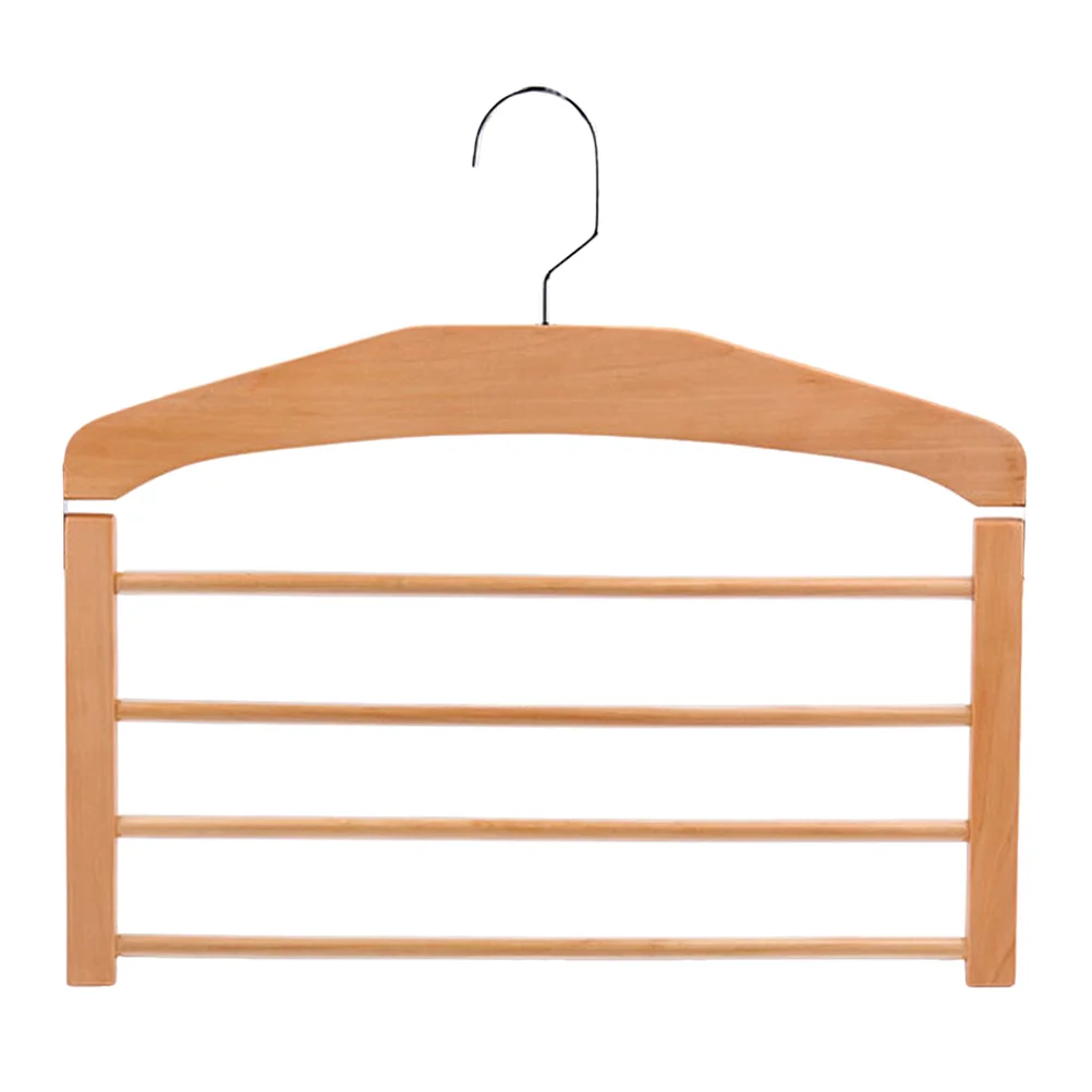 

1pc Multi-layers Foldable Wooden Hanger Pants Clothes Drying Hanger Organizer