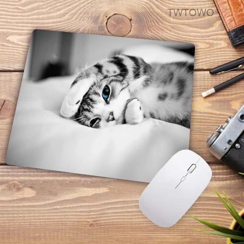 Коврик для мыши игровой плеер Милая картинка с кошкой ноутбука ПК нескользящая