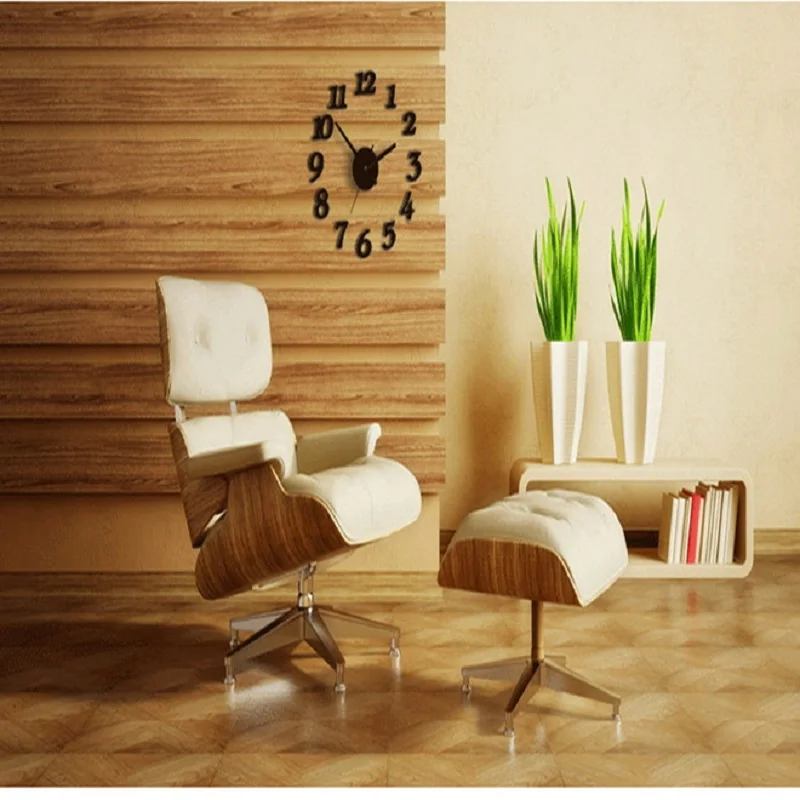 DIY настенные часы для украшения дома с большим зеркалом современный дизайн