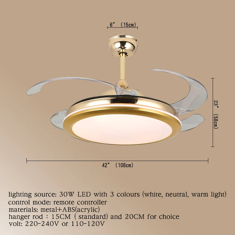 Современные потолочные светильники OUFULA невидимые лопасти вентилятора с