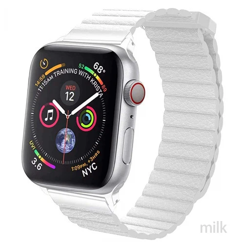 Кожаный ремешок для apple watch, ремешок для apple watch 5, 4, 40 мм, 44 мм, correa iWatch 42 мм, 38 мм, браслет, Аксессуары для наручных часов - Цвет ремешка: milky
