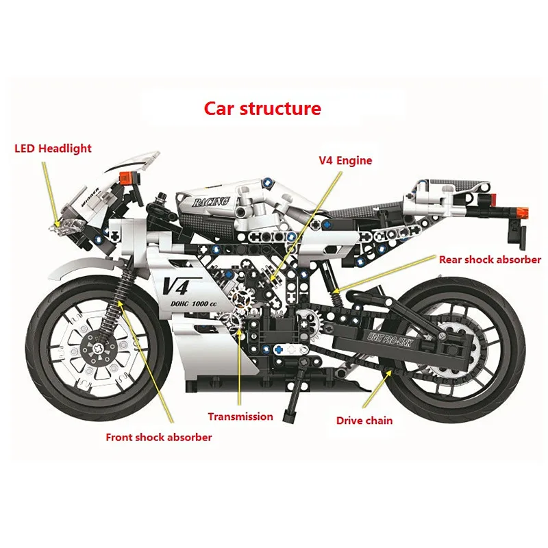 2021 СОЗДАТЕЛЬ серии 400CC уличные мото Строительные блоки гоночный город модель