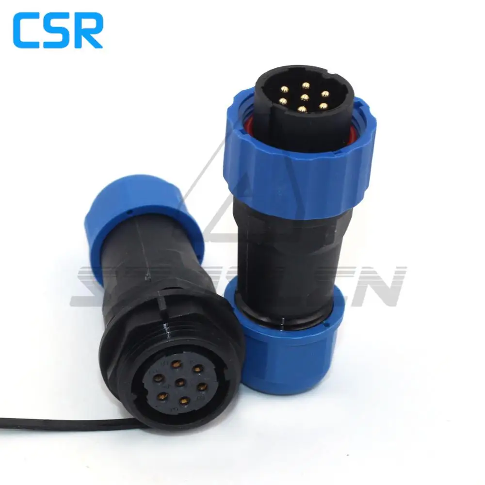 

SD20 Type 7 pin LED Power Wire Connector Male and female Plug Socket Waterproof Connector IP67