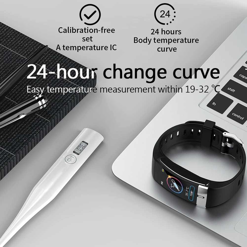 Фитнес трекер Браслет E66 смарт браслет PPG ЭКГ температура тела монитор сердечного