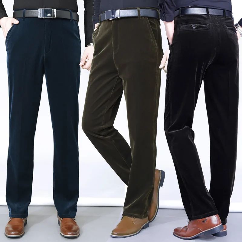 autumn corduroy pants men trousers Fashion High Waist Straight Casual Business Office pants for men classic Men's pants
