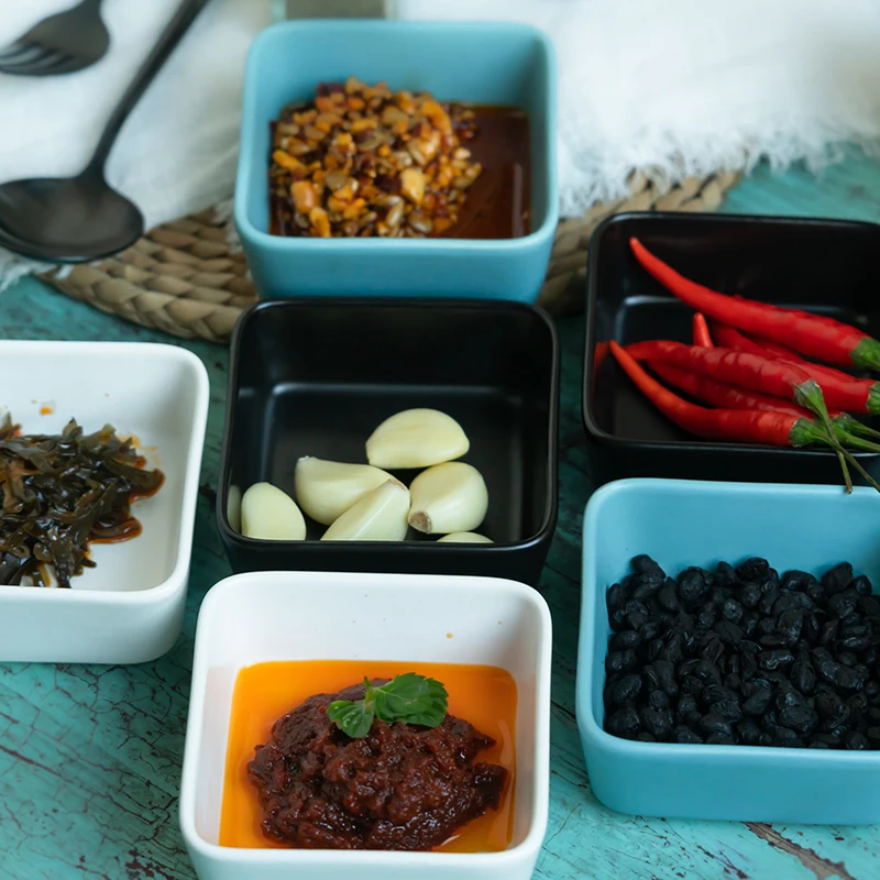 Керамическая минутная тарелка для закусок мини Квадратная приправ кухонный