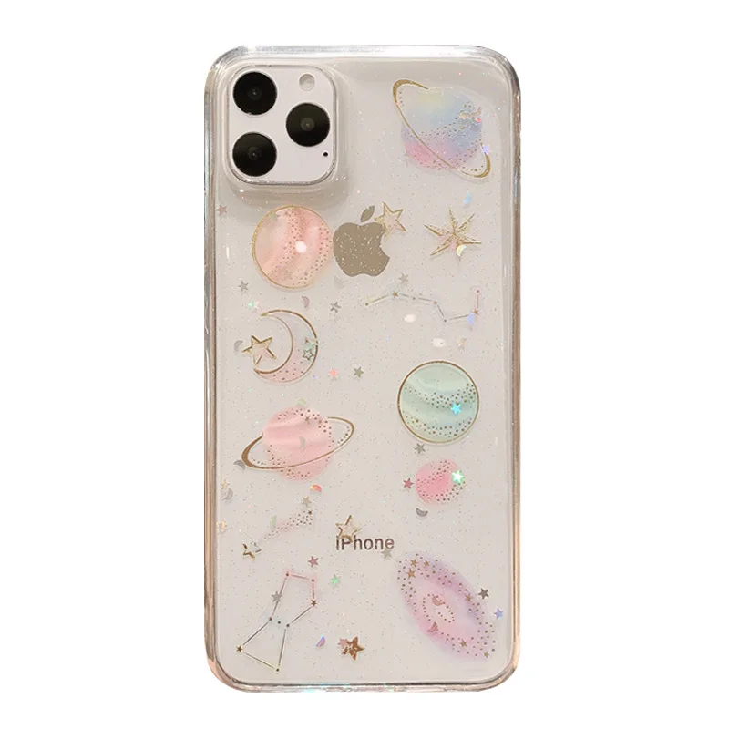 

Dream Planet IPhone12 Is Suitable for Apple 11 12pro Mobile Phone Case SE/XS Transparent Epoxy Glitter Female 6 Protective Case