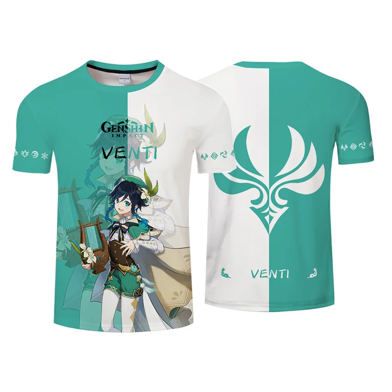 

Pikurb Genshin Impact Keqing Summer T Shirt Casual Tee Tops for Kids Adults