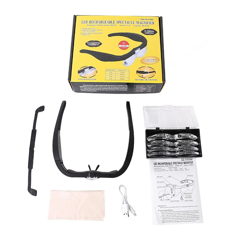 

For Reading Rechargeable Maintenance Work Motorcycle Equipments 1.5X 2.5X 3.5X 5.0X Magnifying Glasses Magnifier With Led Light