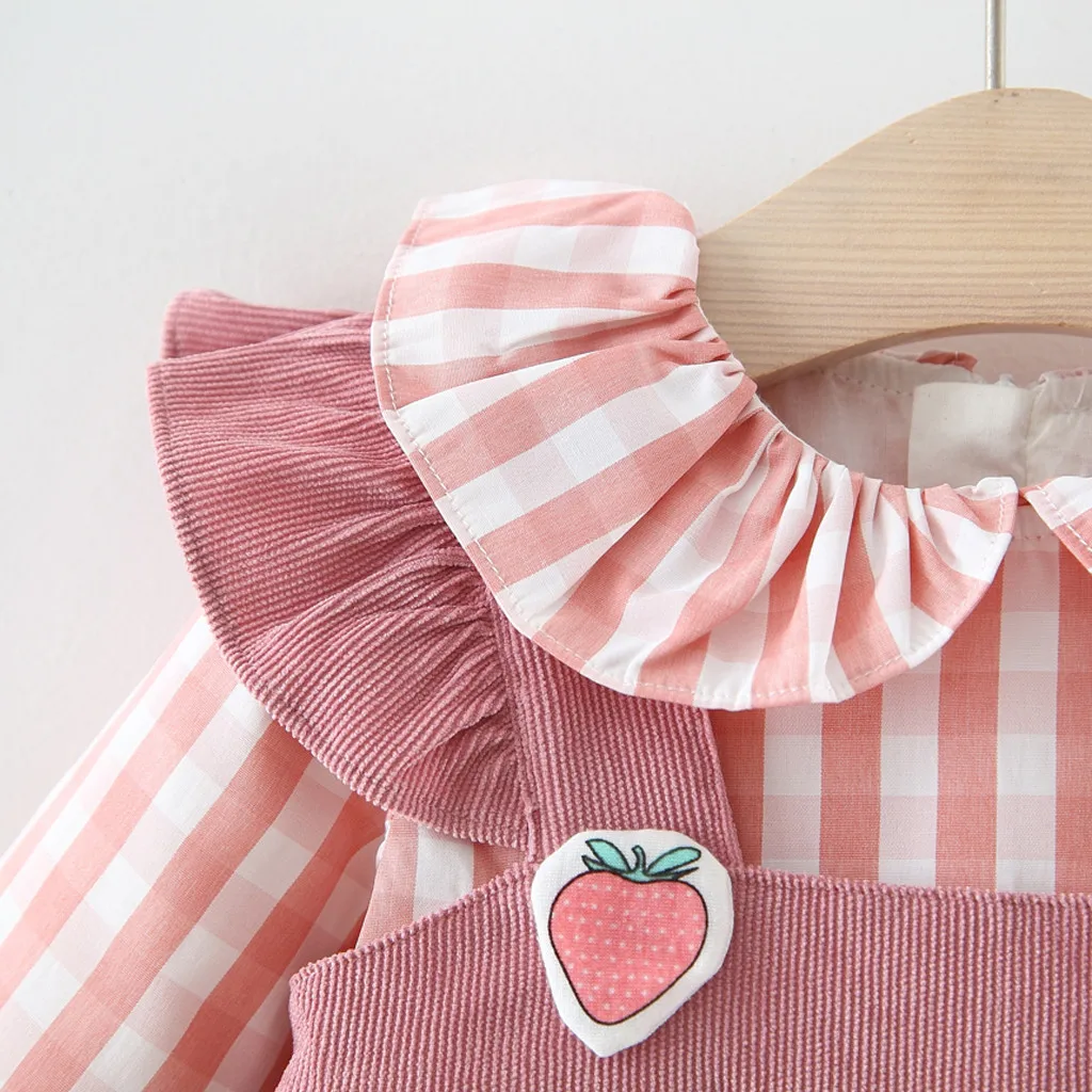 Новинка клетчатое платье для маленьких девочек с оборками Осенняя детская