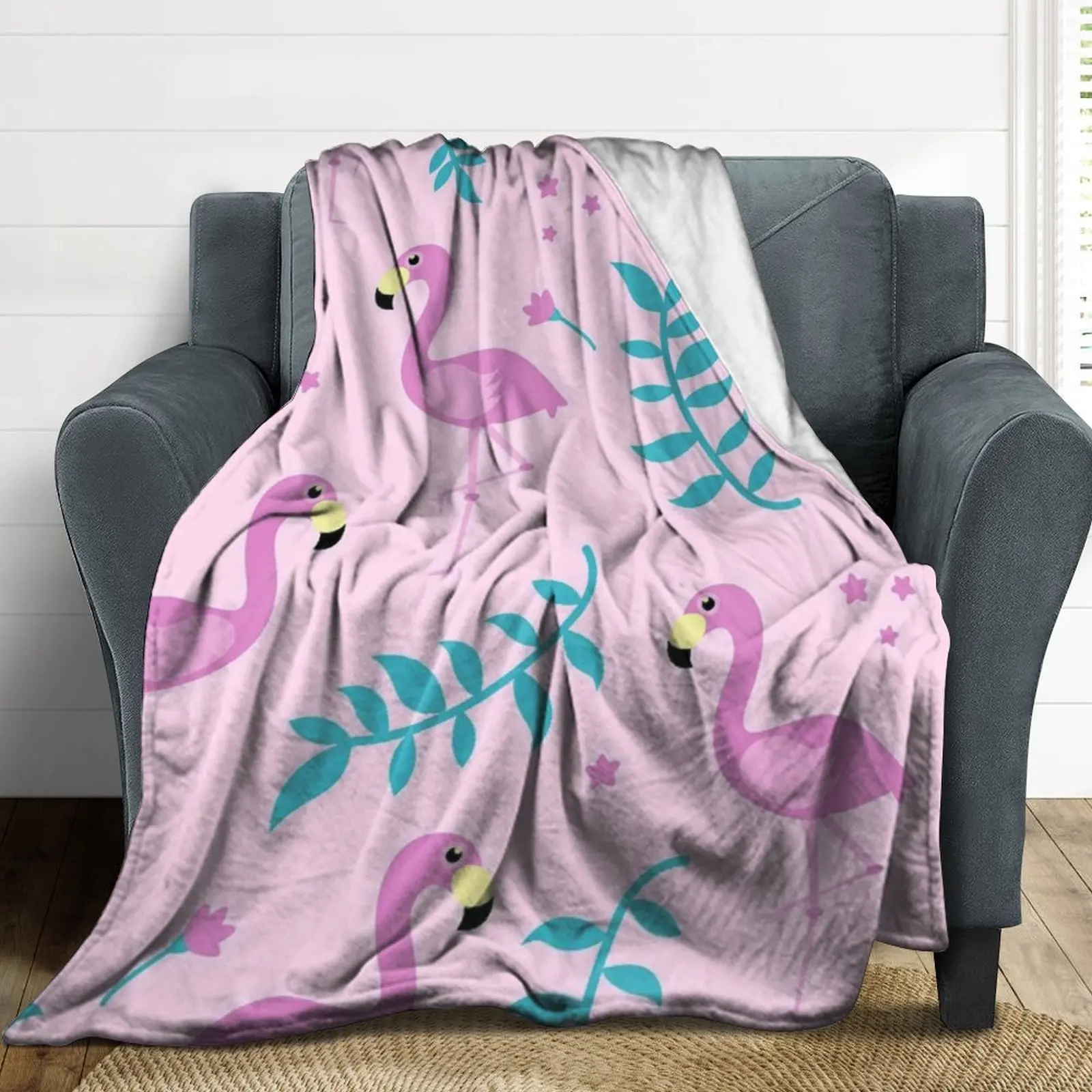 

Nature Flamingo Pink Granger Throw BlanketFlannel Blanket Super Warm Throws Blanket Anti-Static for Bed