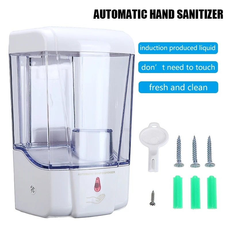 

700ML Wall-Mounted Touchless Automatic IR Public Hands Sanitizer Soap Shampoo Dispenser For Kitchen Bathroom