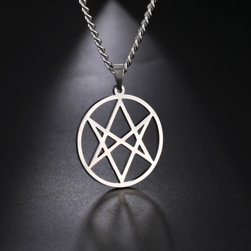 

Vintage Thelema Unicursal Hexagram Symbol Pendant Necklace Stainless Steel Emblem Amulet Talisman Crowley Sign Jewelry