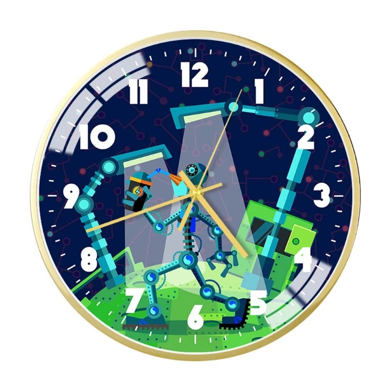 

Mute Wall Clock Modern Style Creative Space/Astronaut Pattern Clock Room Decor B36E