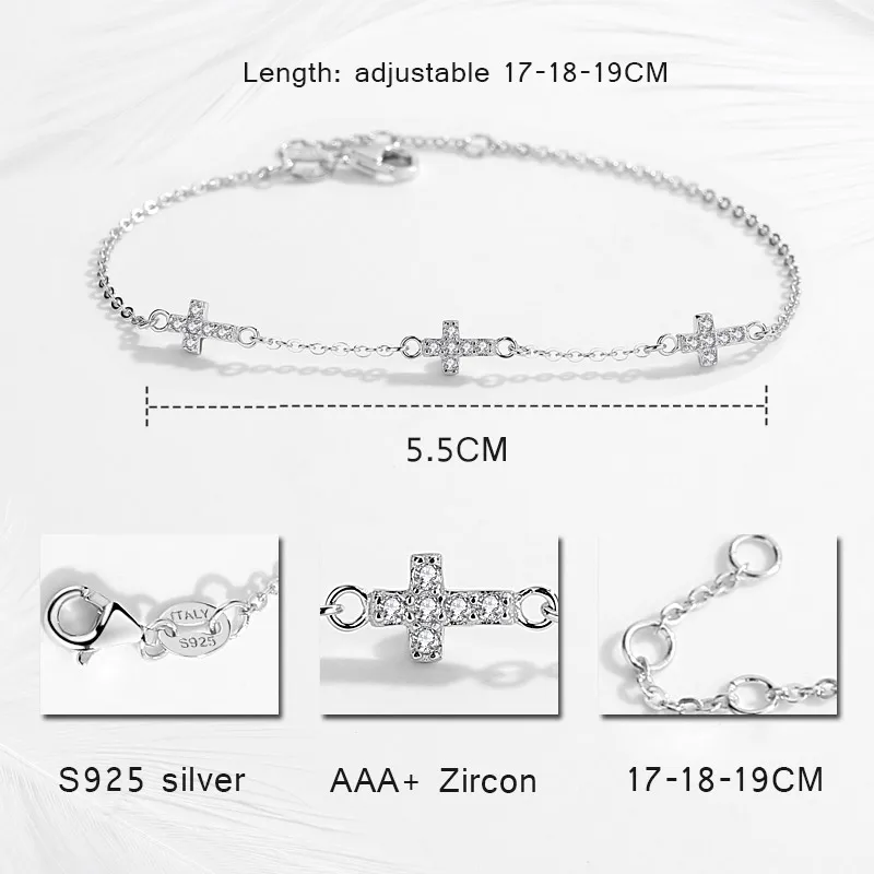 Роскошный женский браслет с крестом TONGZHE из стерлингового серебра 925 пробы