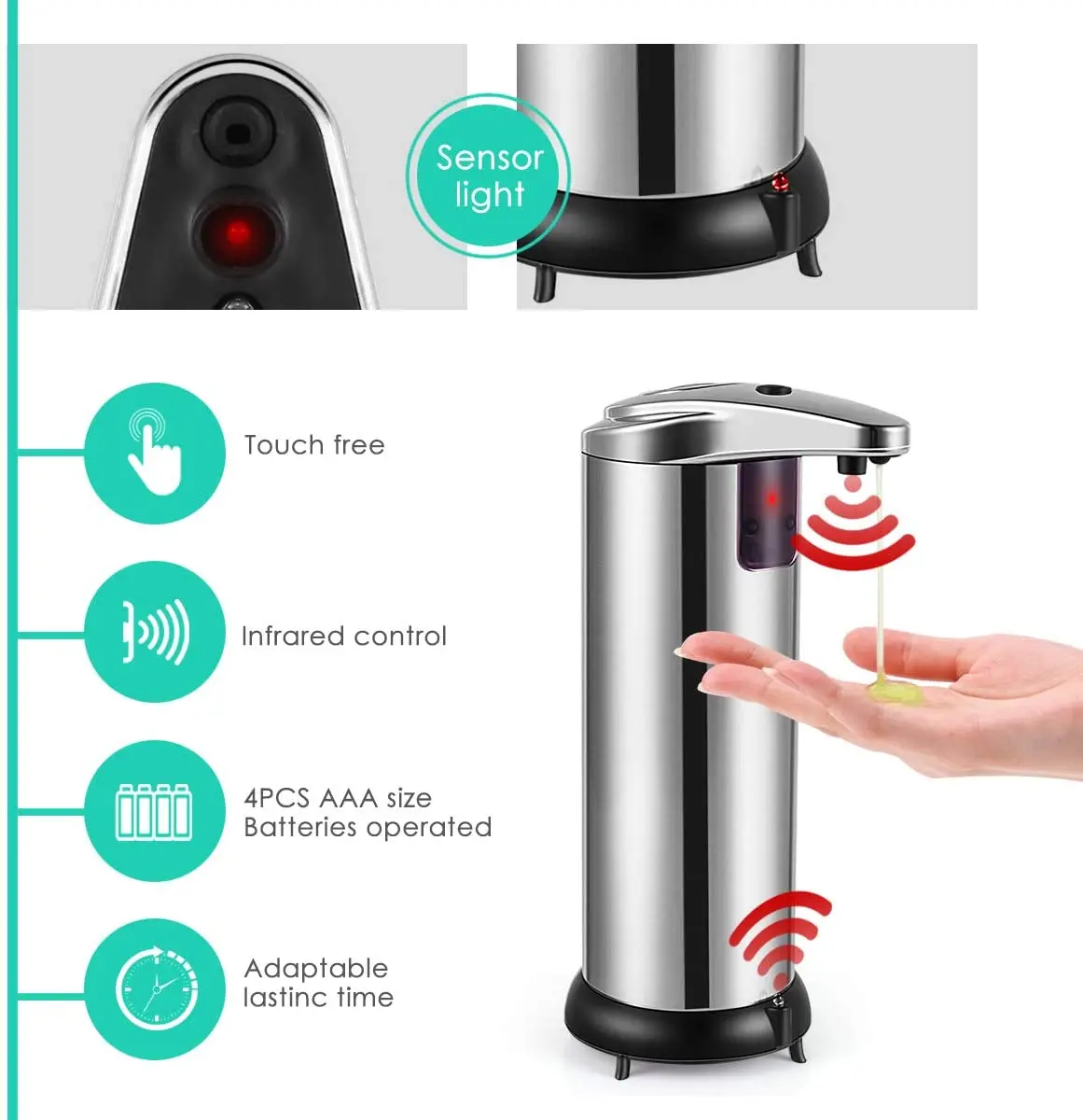 Бесконтактный автоматический дозатор мыла регулируемый диспенсер для из