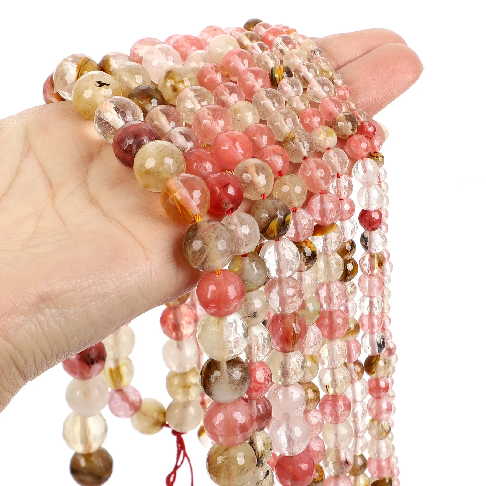 Бусины из натурального камня с гранями нитка 15 дюймов разные цвета арбуз