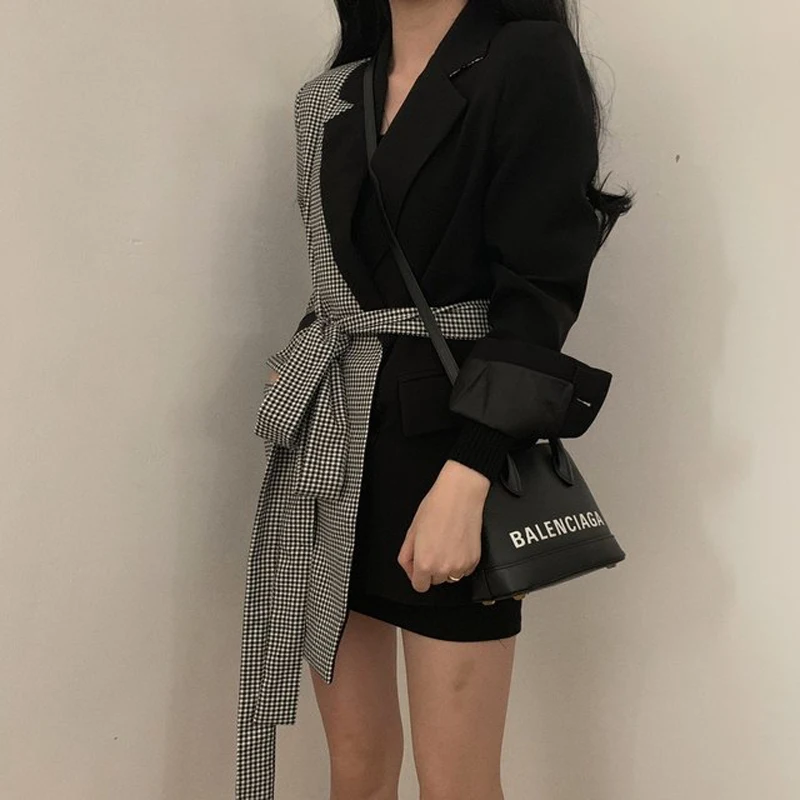 Mozuleva модный несимметричный Женский блейзер офисный женский пиджак с поясом