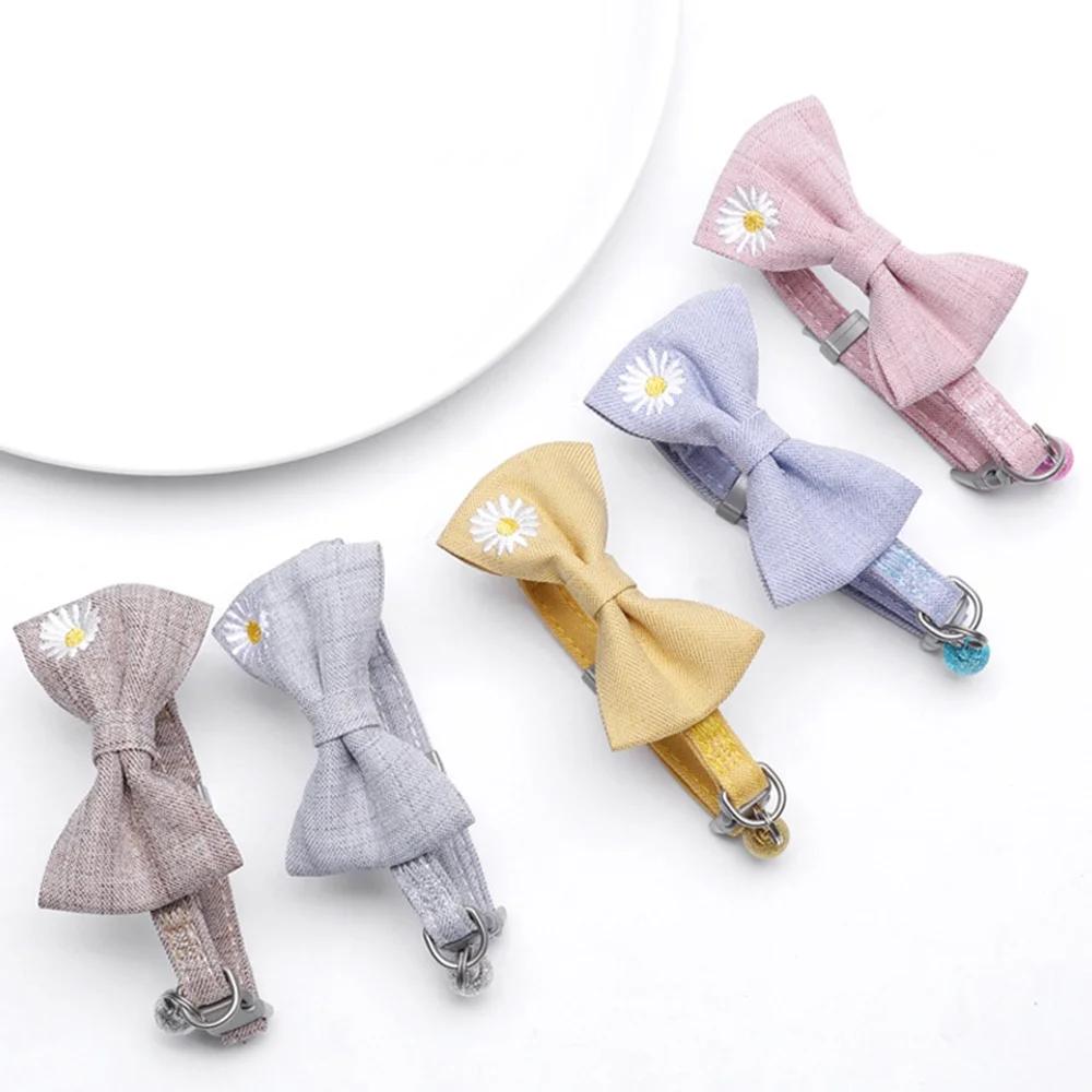 

Japanese Bow-knot Dog Cat Collar Flower Embroidery Pet Collar Belt Adjustable Polyester Cute Puppy Kitten Necklace Accessories