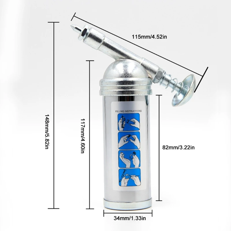 

Mini Grease Gun - Pis-tol Grip Heavy Duty Professional Quality for Use with Hand Operated Grease Guns for Mountain Bike