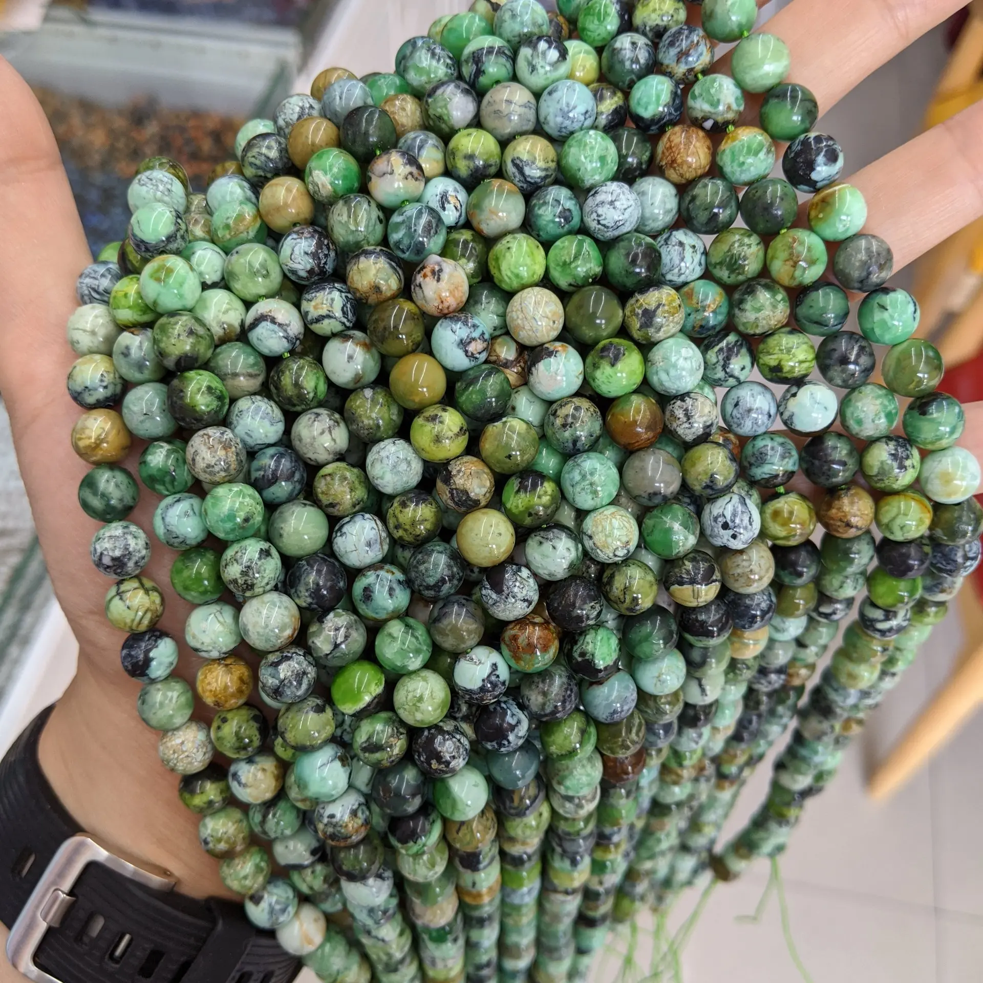 Variscite round 6/8/10mm beads nature beads for making jewelry necklace 14inch FPPJ wholesale