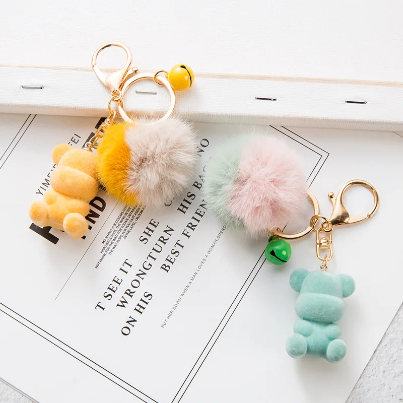 Новинка стекающая медведь брелки для ключей милый меховой шарик Модные Простые