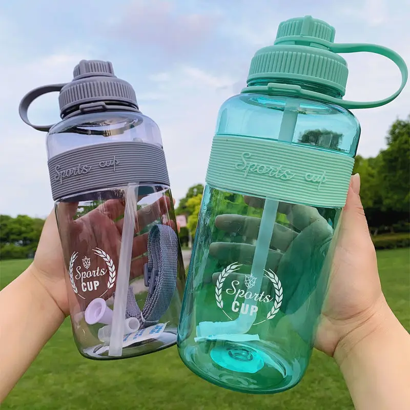 

High Capacity New Sport Drinking Water Bottle with Straw BPA Free 1000 Ml 2000ml Plastic Water Drinking Bottle for Water 1L 2L