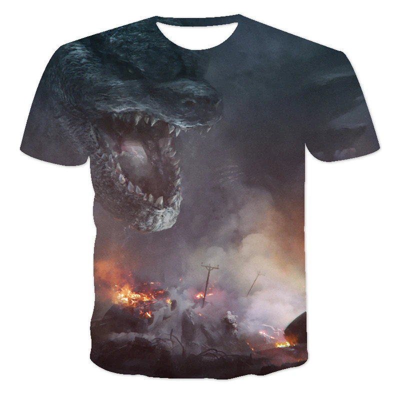 

2021 Summer 3d Color Print Movie War Monster T-Shirt Unisex Breathable Short Sleeve Round Neck Pullover Xxs-6xl Oversized