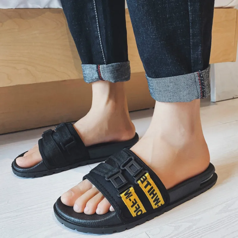 WEH/тапочки для мужчин Летние модные пляжные шлепанцы на плоской подошве Удобные