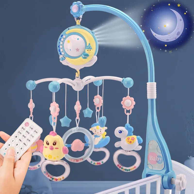

New Baby Crib Remote Mobiles Rattles Music Educational Toys Rotating Bed Bell Nightlight Rotation Carousel Cots 0-12M Newborns