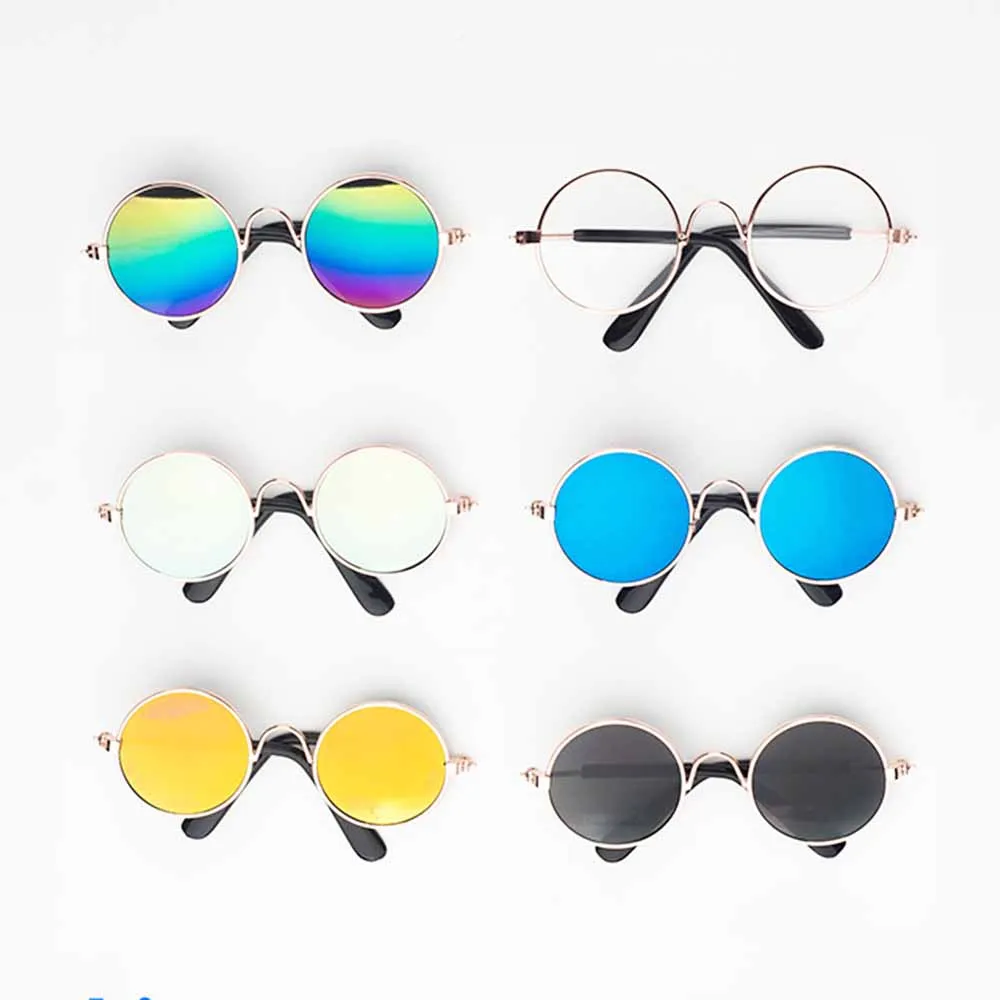 Модные полимерные солнцезащитные очки для кошек и собак Круглые разноцветные