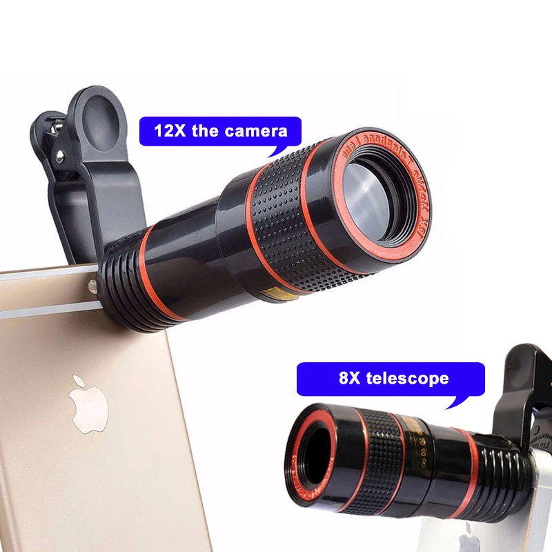 

Clip-on 12x Phone Lens Optical Zoom HD Telephoto Camera Macro Lens Kit For Universal Mobile Phone Smartphone Telescope focus Len