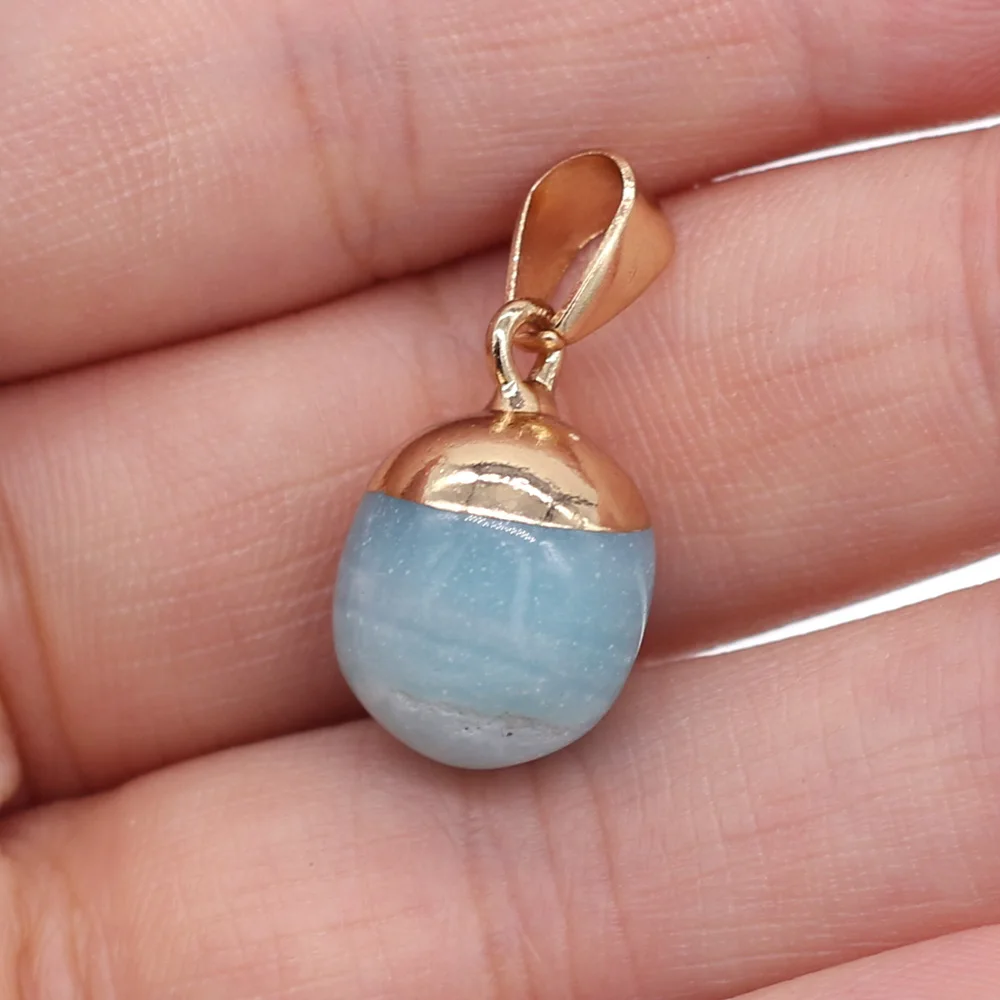 

Natural Stone Pendants Round Gold Sand Opal Small Pendant for Women Jewelry Making DIY Necklace Earrings Gift 13x18mm