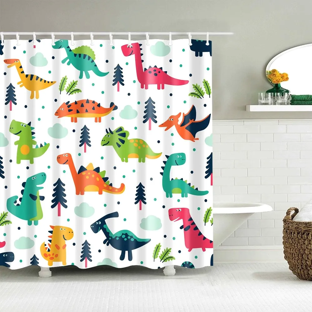 Занавеска для душа Dafield забавный мультяшный динозавр морская карта мира ткань