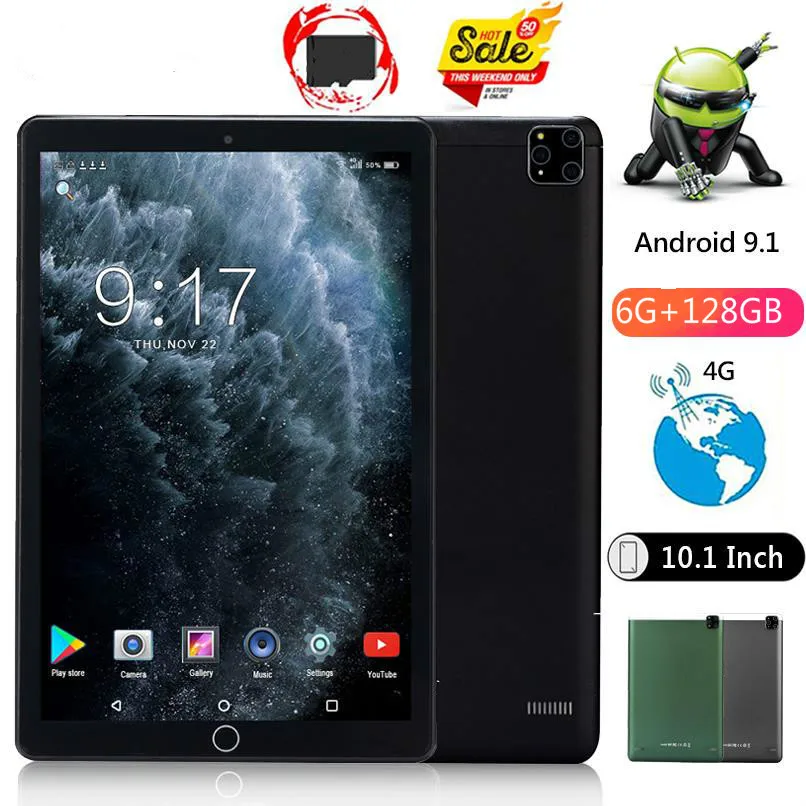 

2021 новый 10,1 дюймовый Android 9,0 планшет 10 RAM 6GB + 128GB ROM1280x800 HD IPS экран WiFi GPS Media Pad 4G Phablet Youtube